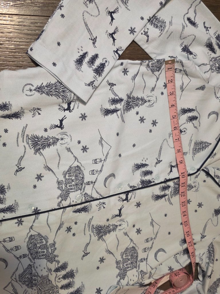 Nordstrom Rack Christmas Print Nightshirt Nwt Blue Xxs Long Sleeve Button Up — image 4 of 8